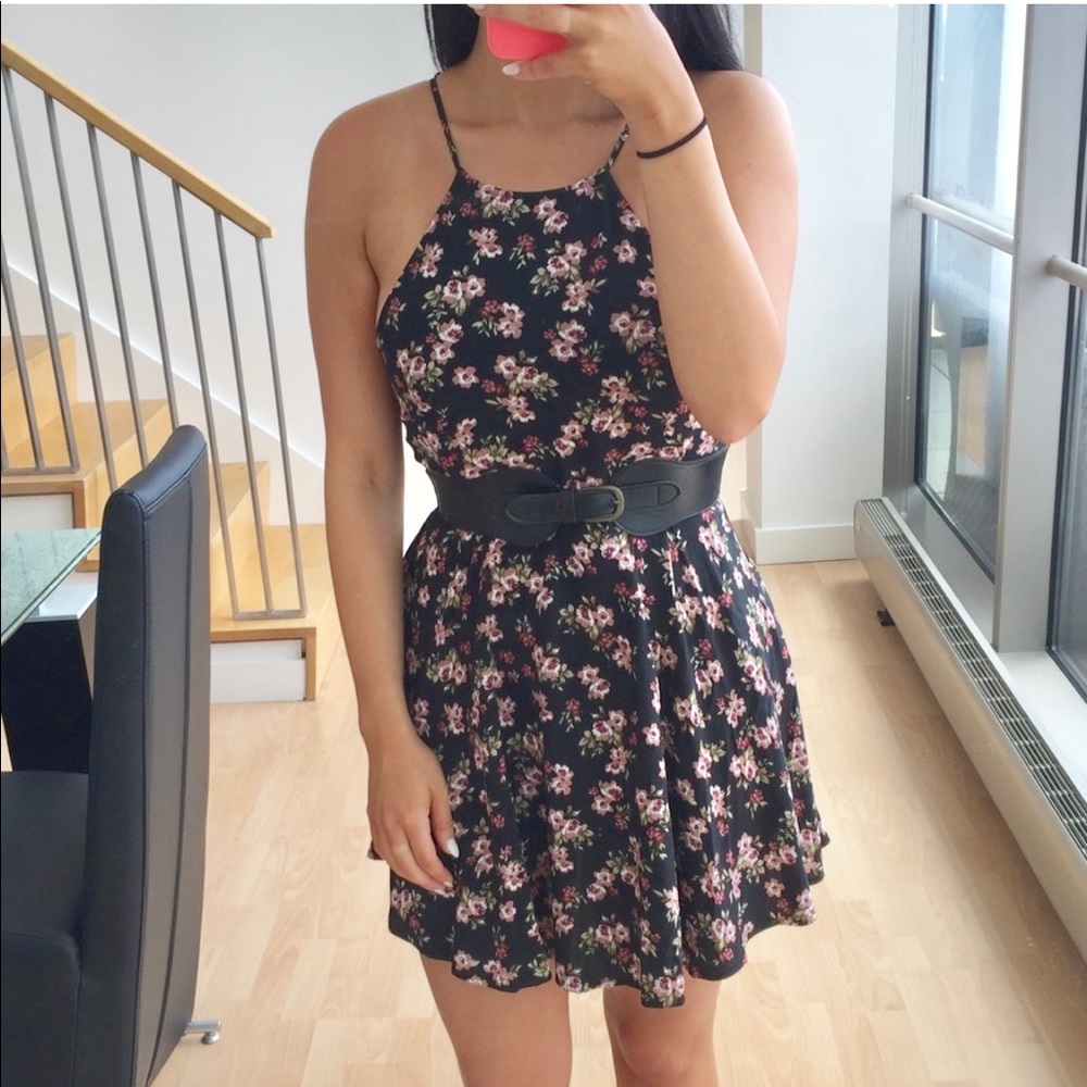 Black dress with floral pattern